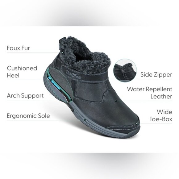 Orthofeet Siena Leather Ankle Boots Black Size 9.5 B Medium NWOT - Picture 2 of 15